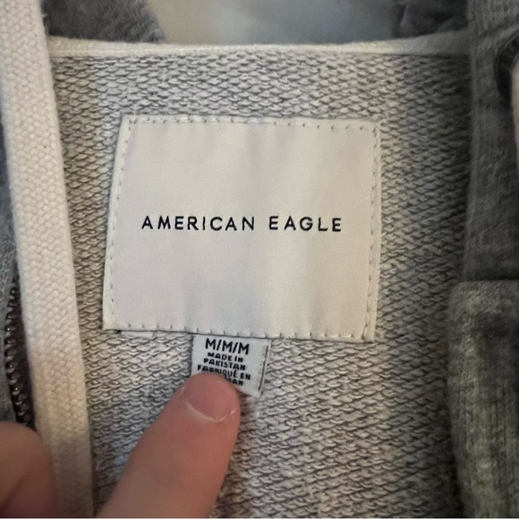American Eagle Gray Zip Hooded Jacket - Men’s Medium - Picture 3 of 5